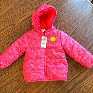 NWT Epic Threads Toddler Girls Tossed Hearts Reversible Puffer Jacket Size 2T